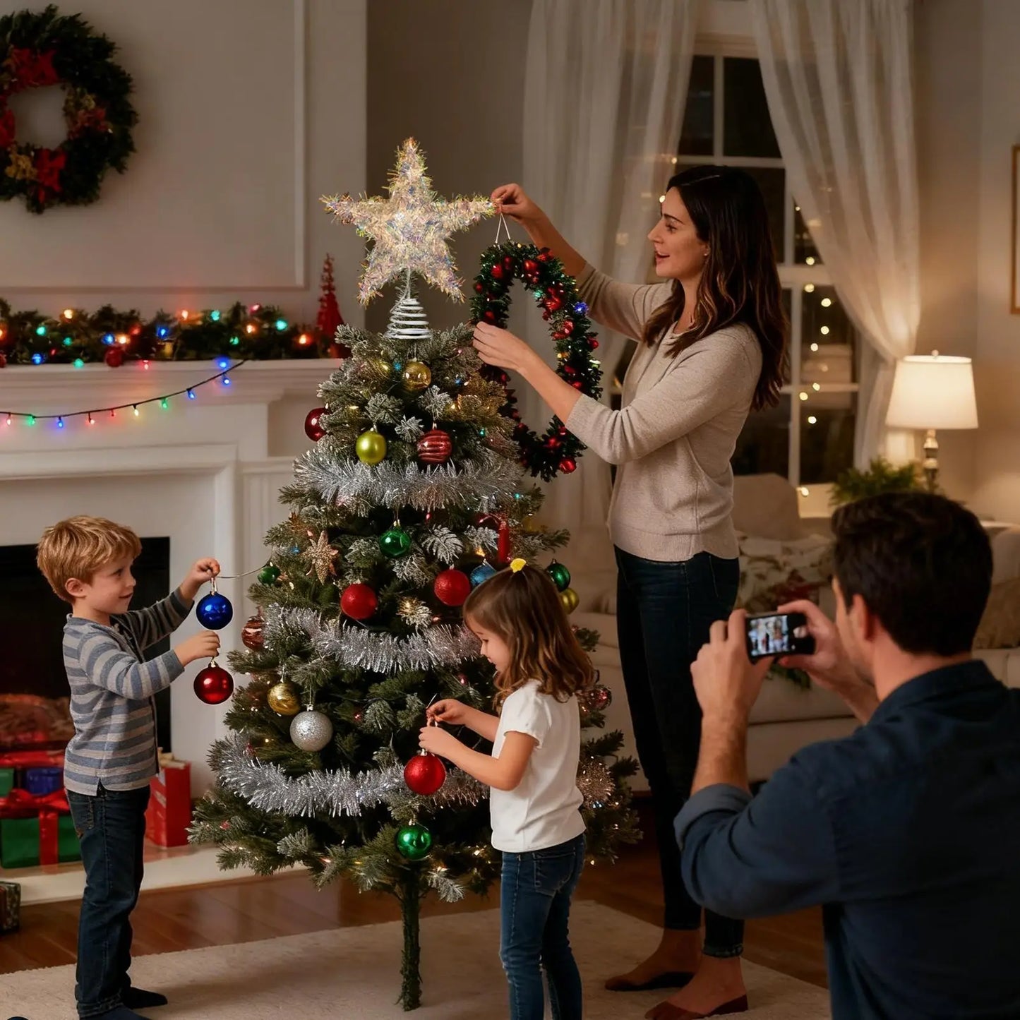 Christmas Star Tree Topper Lighted Holiday Decor Tree Top Decoration Ornament For Homeowners DIY Enthusiasts Apartment Church Peaceful Pleasures Health and Wellness