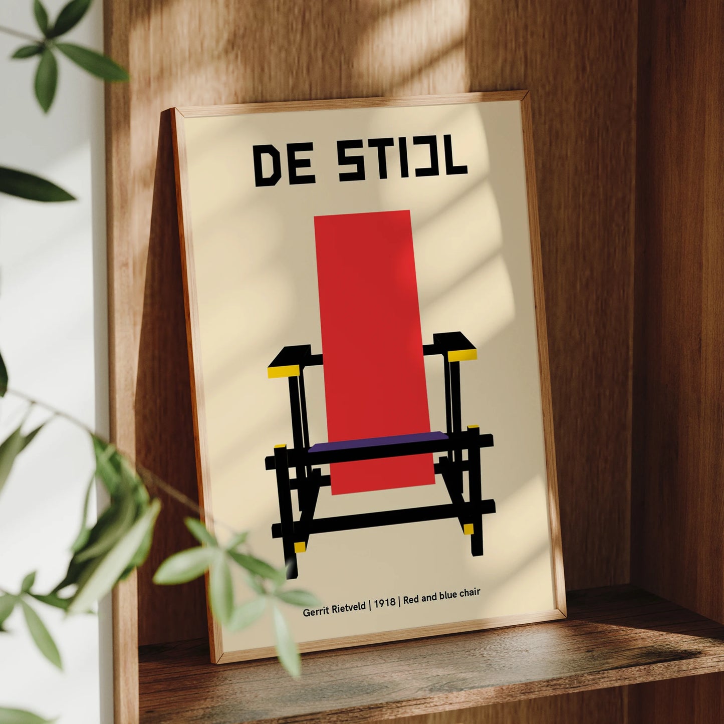 De Stijl Red & Blue Chair Canvas Wall Art | Minimalist Print