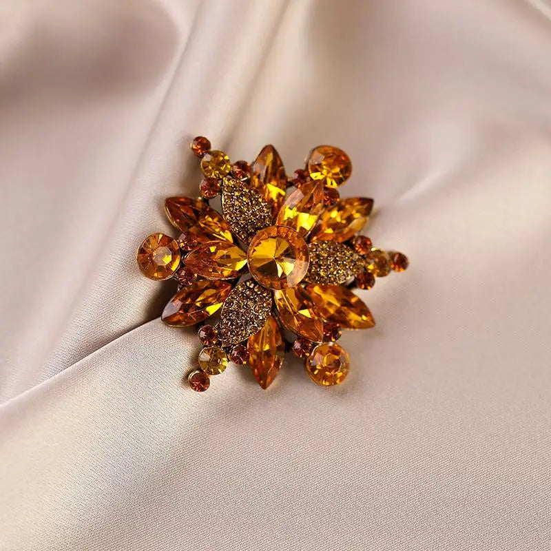 Crystal Peach Blossom Brooch Pin | Floral Jewelry Gift
