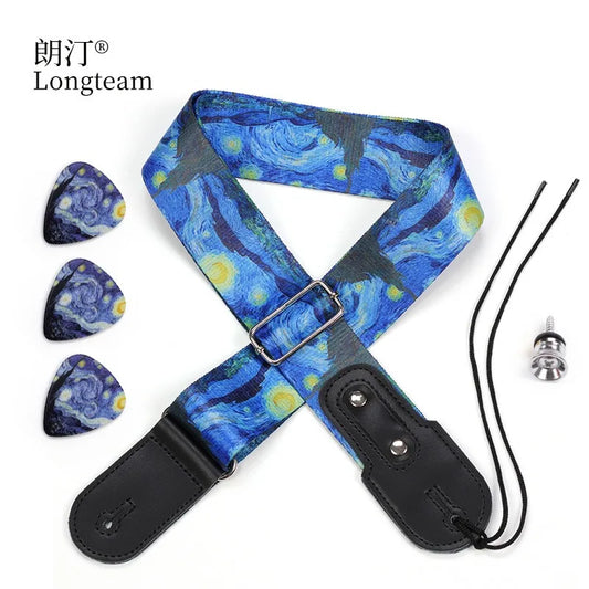 Personalized Star Strap 3 Picks Electric Guitar Shoulder Acoustic Peaceful Pleasures Health and Wellness Star Guitar Strap