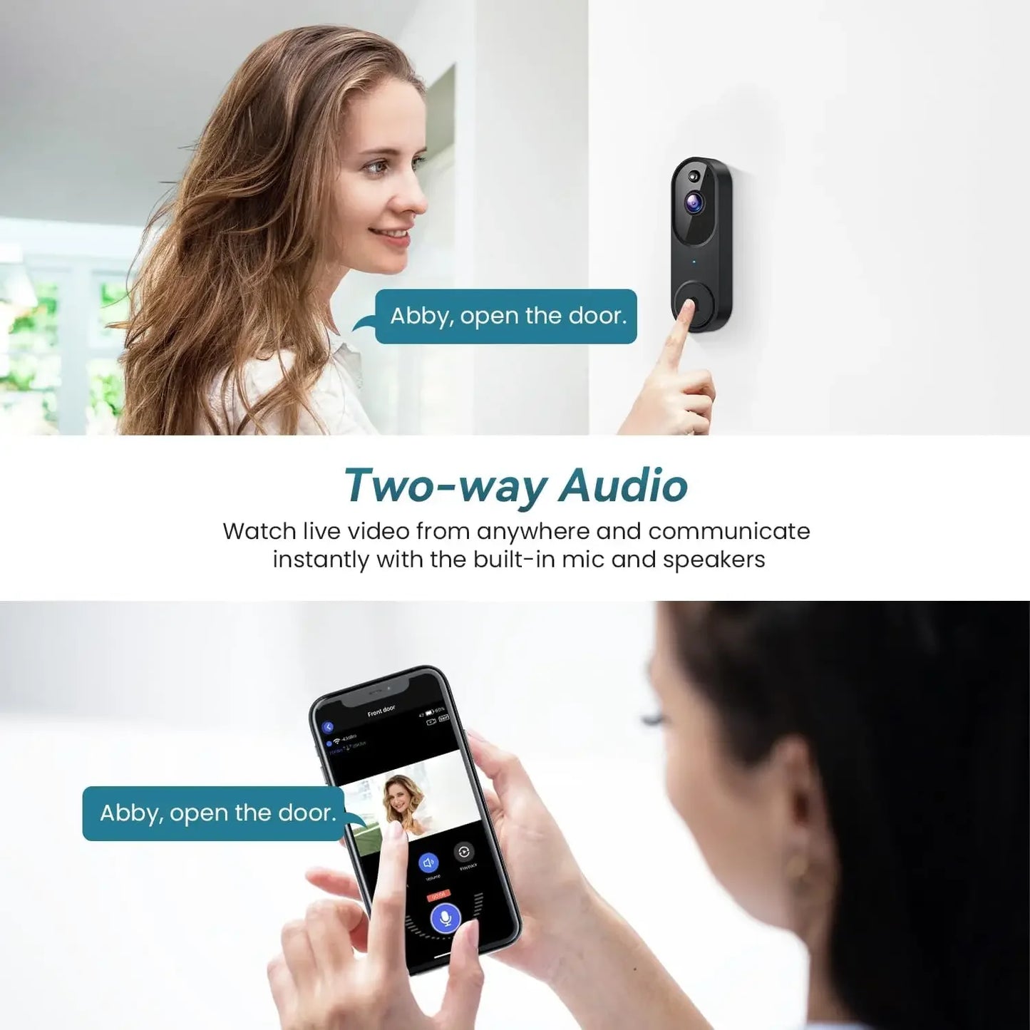 Wireless Video Doorbell Camera with Two-Way Audio, AI Motion Detection, Night Vision, Cloud Storage, 2.4G Wi-Fi Peaceful Pleasures Health and Wellness