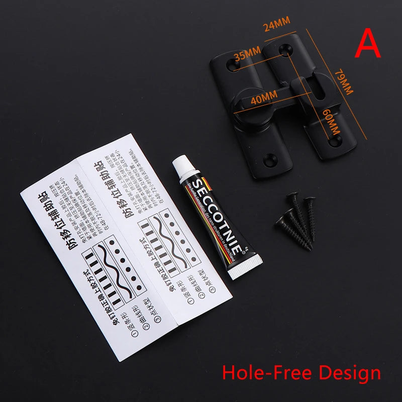 New Punch-free Hasp Latch Door Lock Black Cabinet Locks Kids Safety Lock Sliding Door Anti-pried Hook Lock Hardware Peaceful Pleasures Health and Wellness A Black