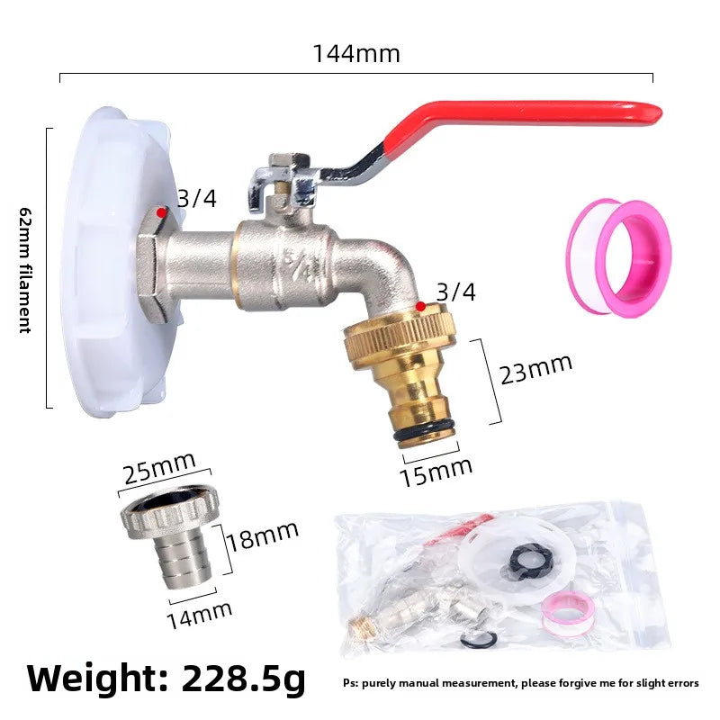 1/2" Brass Garden Faucet Tap – IBC Tank Single Outlet Valve