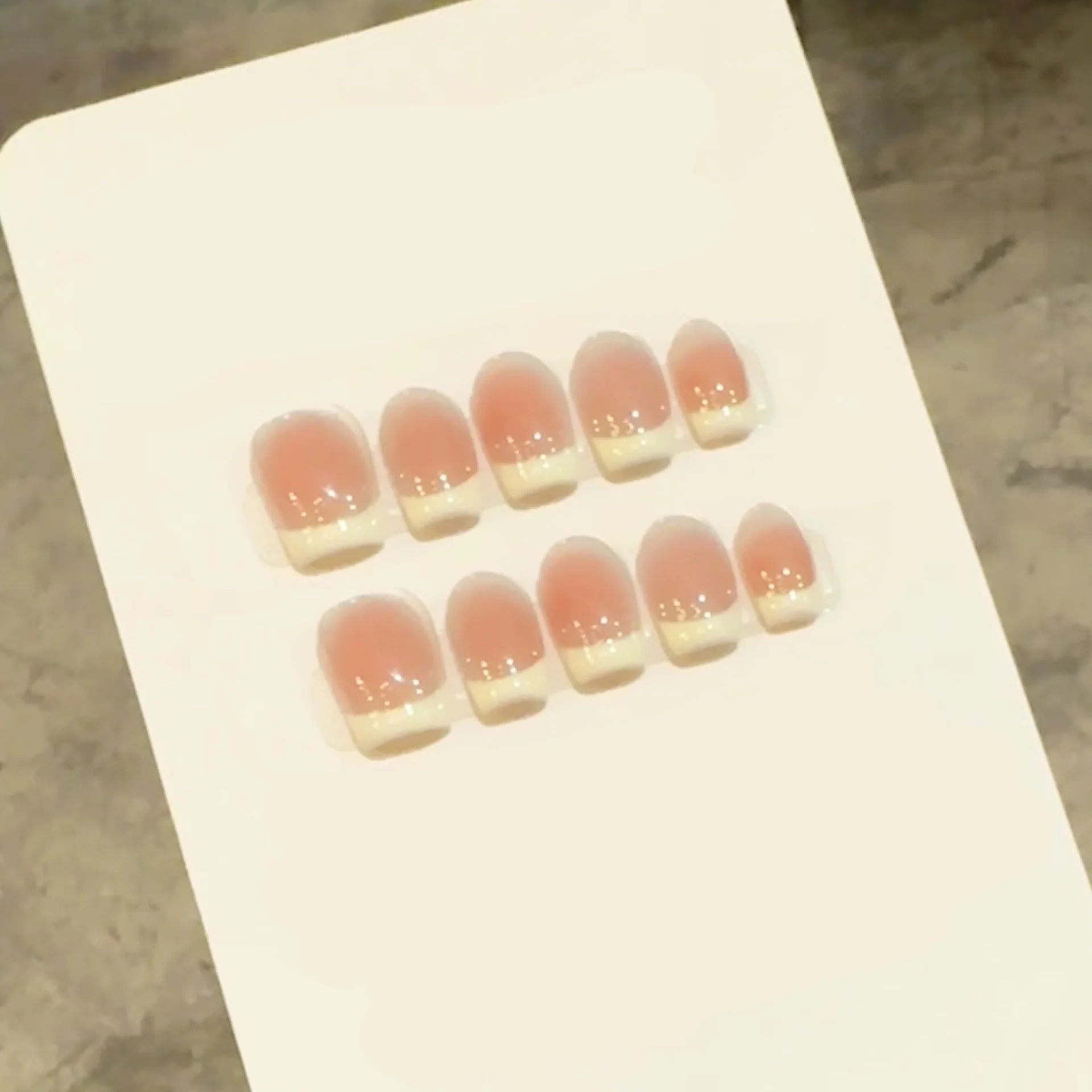 10pcs Handmade French Cat Eye Press on Nails Ins Simple Nude Pink Sweet Girl Fake Nails Reusable Wearable Korean False Nail Tips Peaceful Pleasures Health and Wellness XS