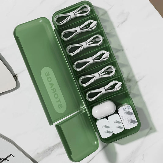 Desktop Covered Data Cable Storage Box Power Charging Sorting Tool Peaceful Pleasures Health and Wellness