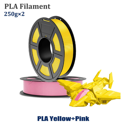 DINGSUN 3D PLA Filament 1.75mm 500G | Pink & Yellow 2-Roll Pack 3D Printer Filament Peaceful Pleasures Health and Wellness