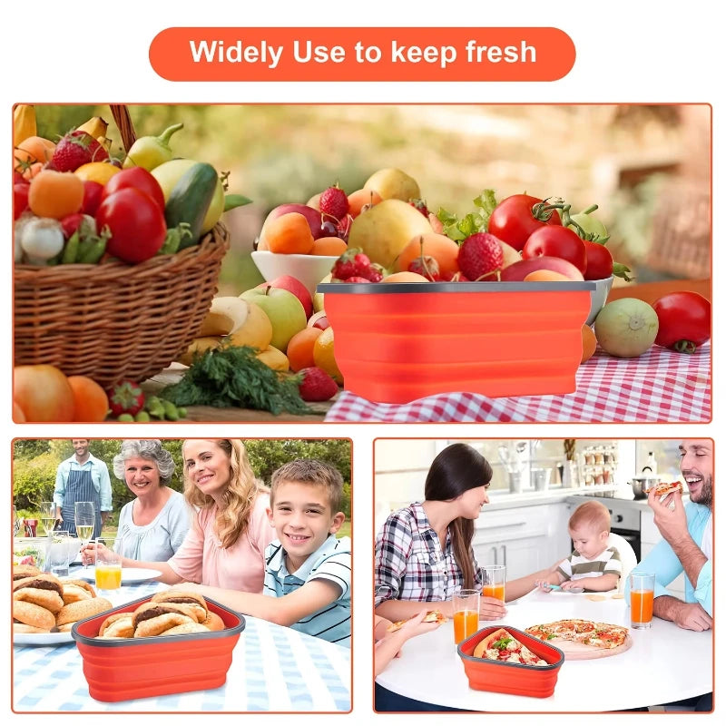 【Food Grade】Triangular Pizza Packaging Box Set | Collapsible Silicone Container with 5 Free Stackable Trays Peaceful Pleasures Health and Wellness