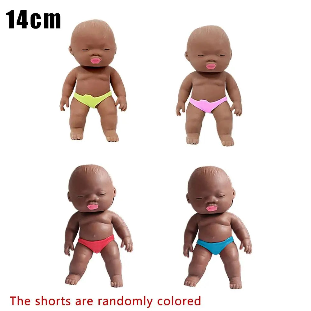 Black Baby Squeeze Toy | Soft TPR Sensory Fidget Doll Figure