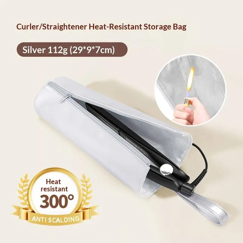 Heat-Proof Aluminum Coating Hair Styling Tool Bag - Wall-Hangable Storage Pouch For Curler, Hair Straightener & Blow Dryer, Mult Peaceful Pleasures Health and Wellness Silver