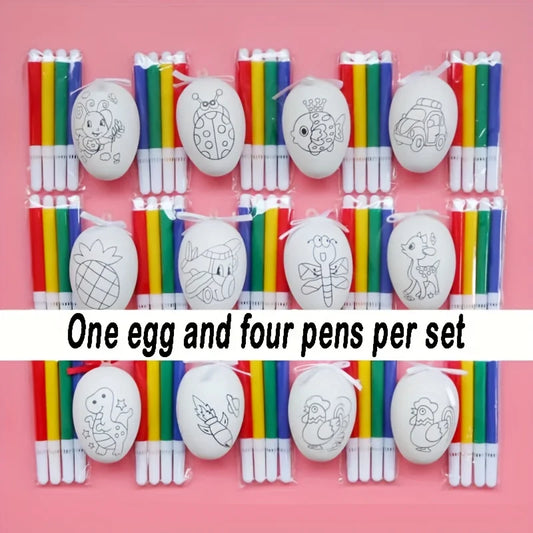 8 Sets of Easter Hand-Painted Plastic Egg Set, Hanging Easter Decorations, a Variety of Different Patterns Peaceful Pleasures Health and Wellness