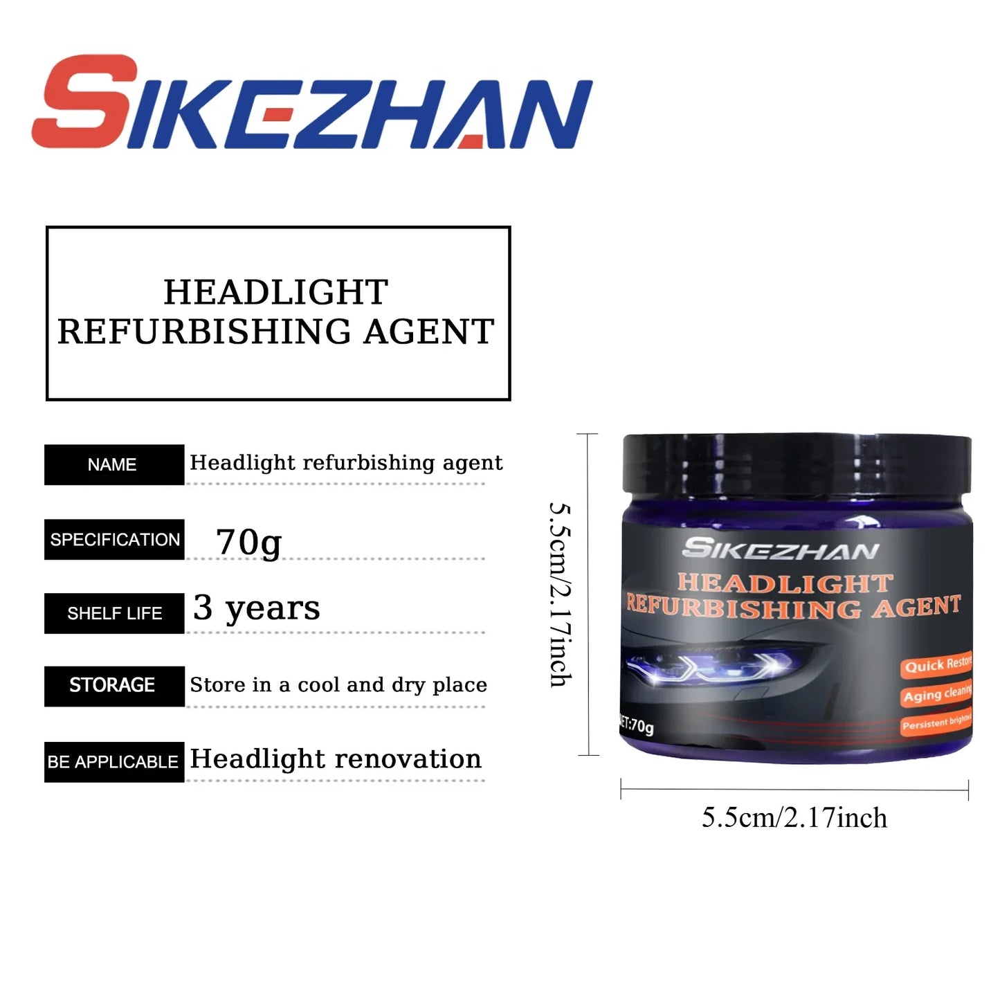 Headlight Polishing Kit – Compound, Sponge & Cloth | Restores Clarity