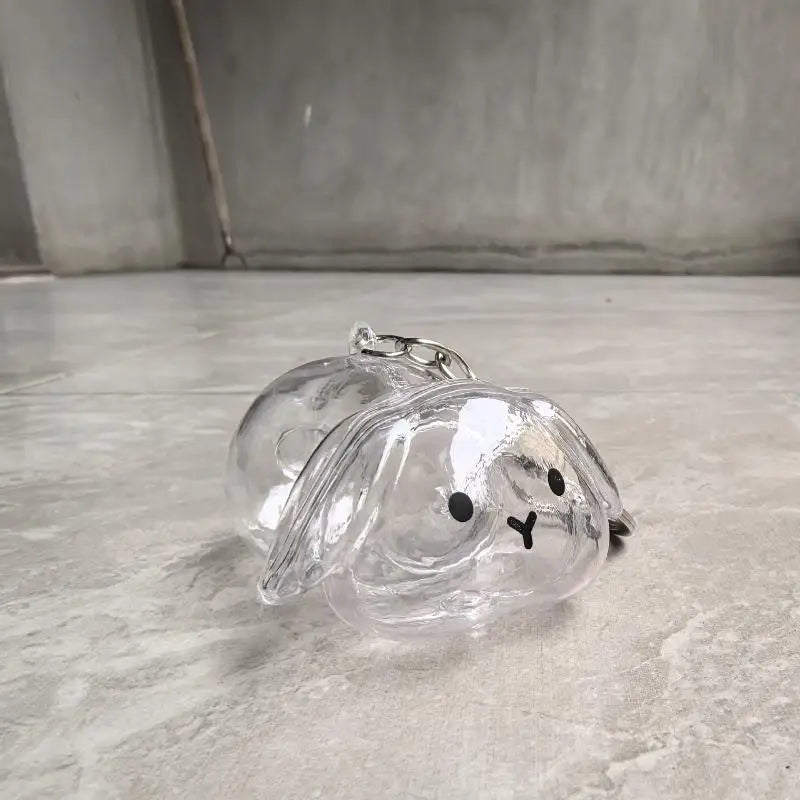 Cute Rabbit Pet Hair Memorial Transparent Storage Box Keychain