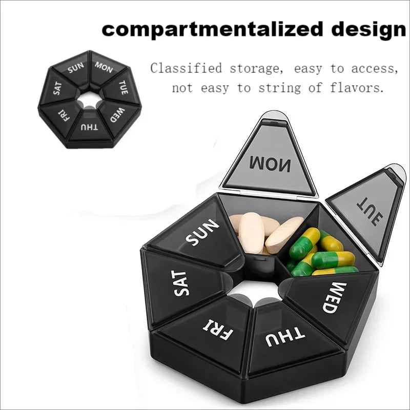 7-Day Pill Organizer Box | Portable Weekly Medicine Dispenser