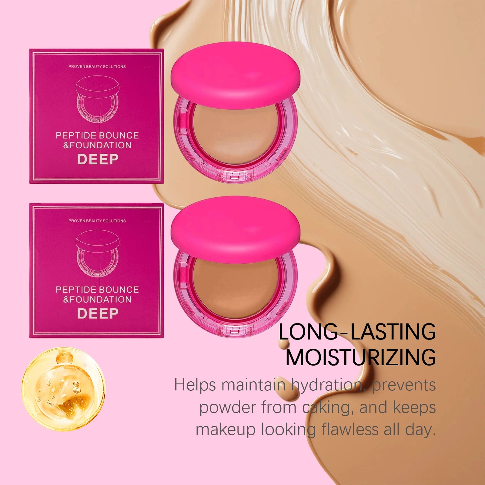 Peptide Moisturizing Foundation Make-Up Cream Concealer Oil-Control Full Coverage Hydrating Long Lasting Waterproof Base Makeup Peaceful Pleasures Health and Wellness