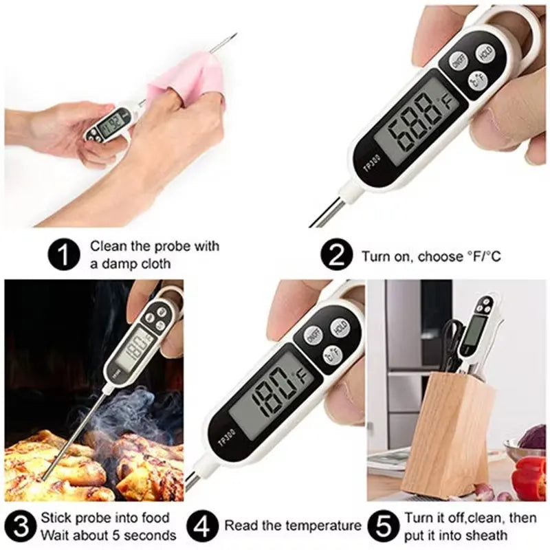 TP300 Digital Meat Thermometer -50~300°C | BBQ & Kitchen Digital Food Thermometer Peaceful Pleasures Health and Wellness