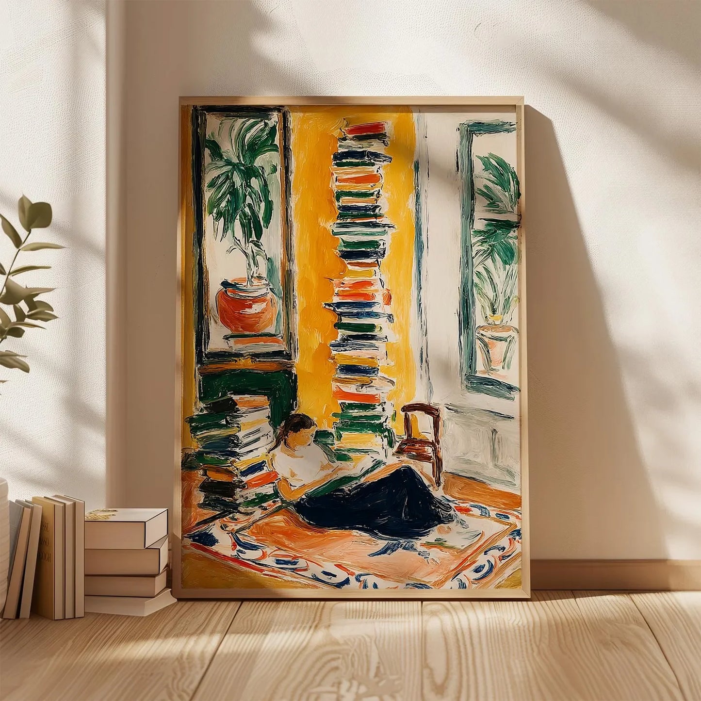 Woman Reading by Window Canvas Wall Art | Book Lover Decor