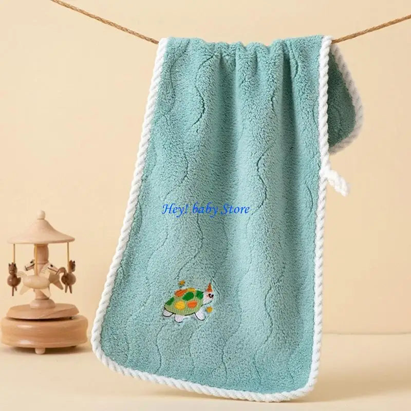 Kids Coral Fleece Hand Towel – Soft Animal Print for Toddlers