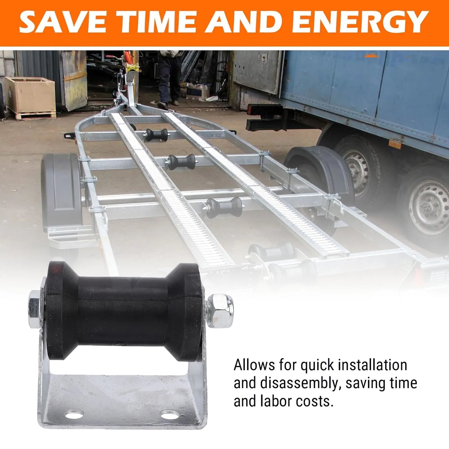 4 Inch Rubber Keel Roller Assembly Kit | Boat Trailer Bracket