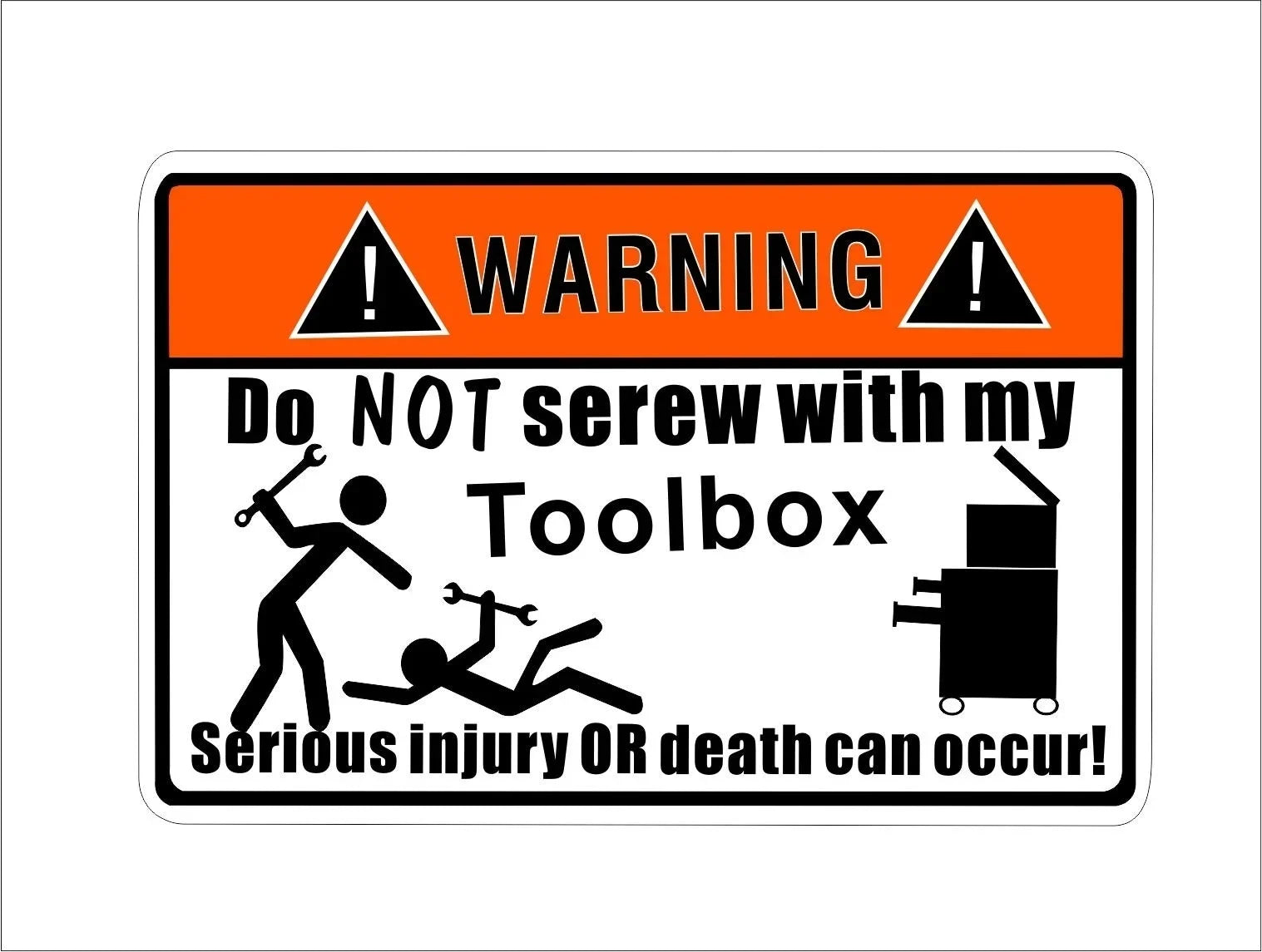 10cm by 6cm 2pc Warning Do not Serew with My Tool Box Vinyl Decal Sticker Waterproof Peaceful Pleasures Health and Wellness 10cm by 6cm