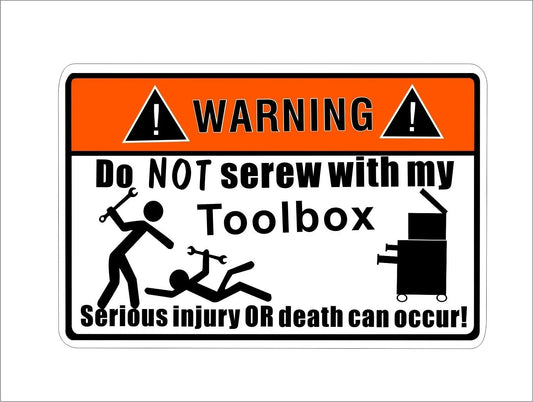 10cm by 6cm 2pc Warning Do not Serew with My Tool Box Vinyl Decal Sticker Waterproof Peaceful Pleasures Health and Wellness 10cm by 6cm