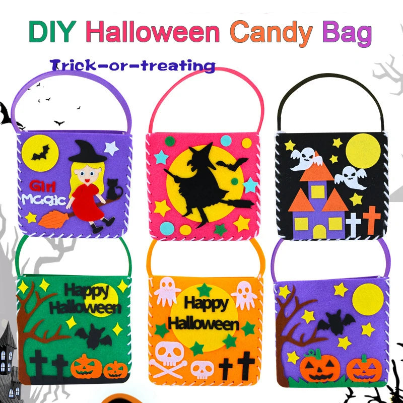 Hand Sewn Halloween Trick Supports Tote Bags Kids DIY Crafts Kits