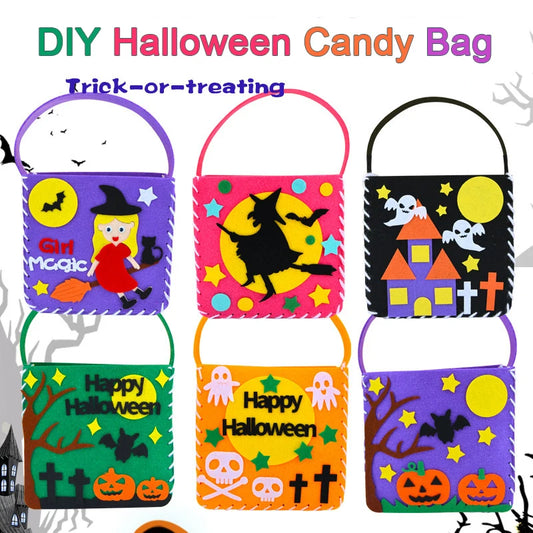 Hand Sewn Halloween Trick Supports Tote Bags Kids DIY Crafts Kits Peaceful Pleasures Health and Wellness