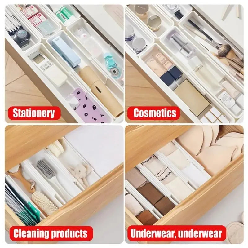 Expandable Silverware Drawer Organizer | White Utensil Tray