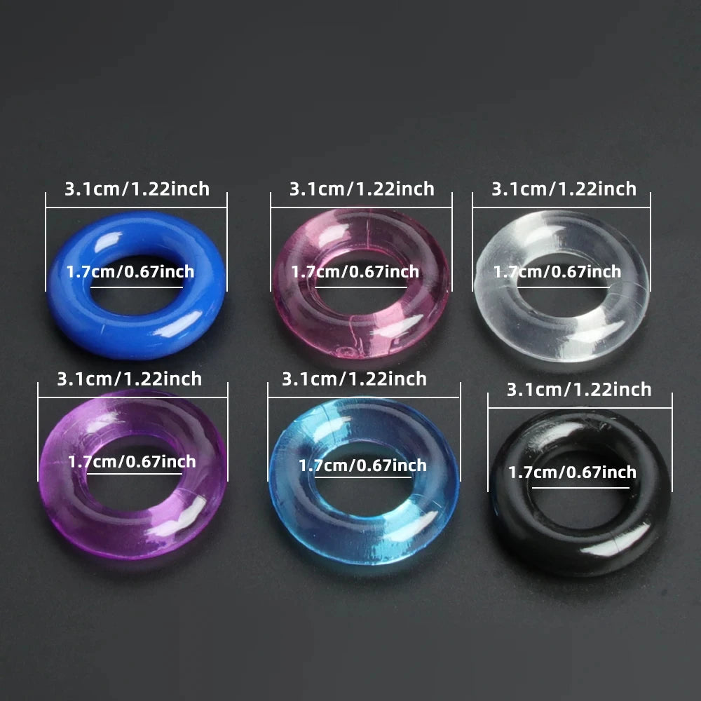 Silicone sun ring, penis ring, locking ring, crystal ring, fixing ring, delay ring, foreskin ring, tricolor ring, blocking ring, Peaceful Pleasures Health and Wellness 6 colors Set