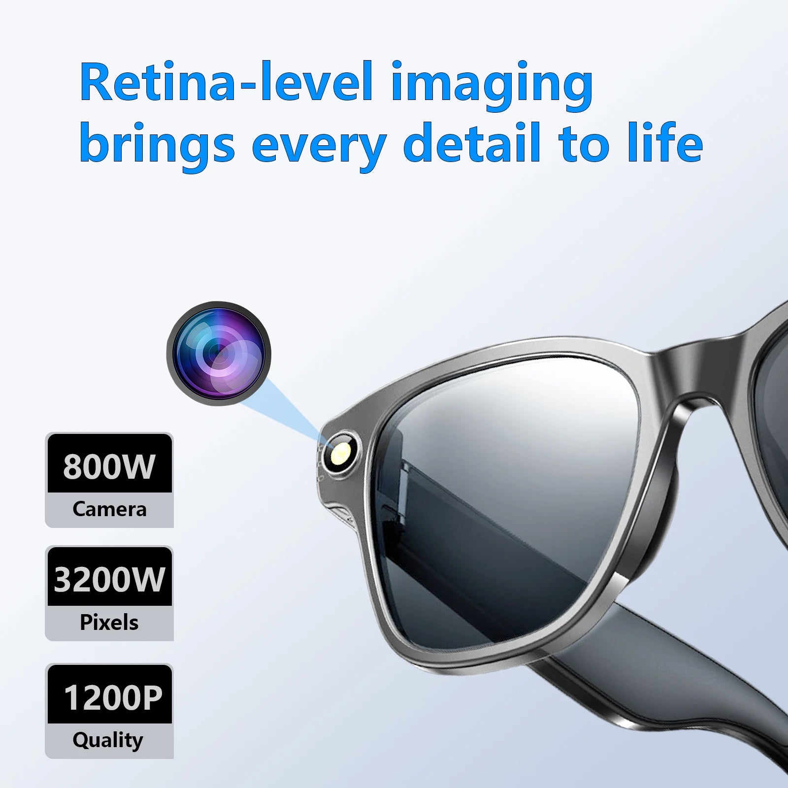 AI Smart Glasses Translator Visual 800W Camera Anti-Shake 1200P High Video Recording Bluetooth Voice Assistant Control AI Glasse Peaceful Pleasures Health and Wellness