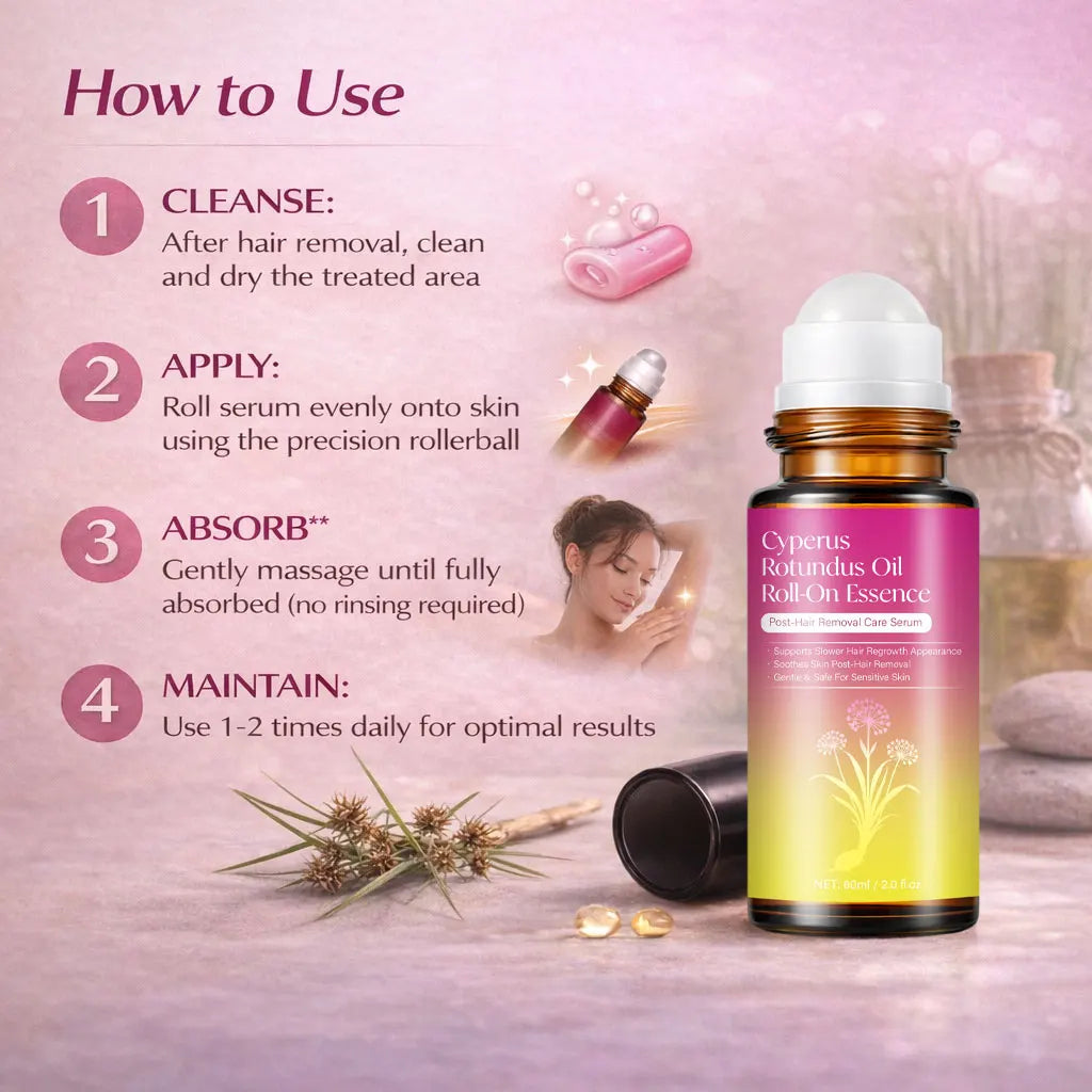 Cyperus Rotundus Oil Roll On, Natural Cyprus Cypress Rotundus Oil for Hair Removal, Reduces Unwanted Hair Growth, Soothes Skin Peaceful Pleasures Health and Wellness