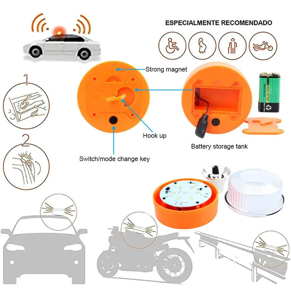 V16 LED Magnetic Strobe Warning Light | Car Emergency Safety Beacon Car Warning Light Peaceful Pleasures Health and Wellness