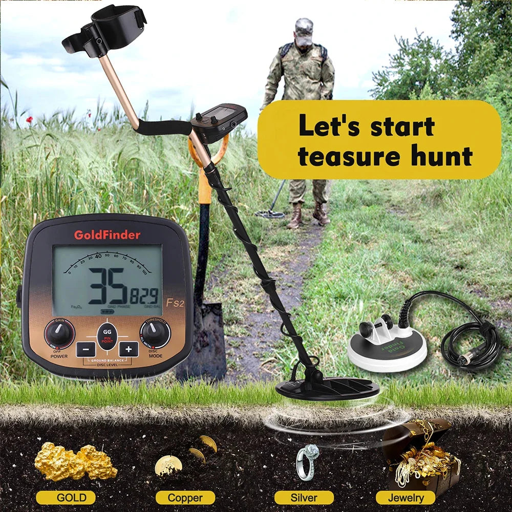 FS2 Underground Metal Detector High Sensitivity 11'' and 5'' Coils Treasure Finder Precise Locator Metal Detector Professional Peaceful Pleasures Health and Wellness