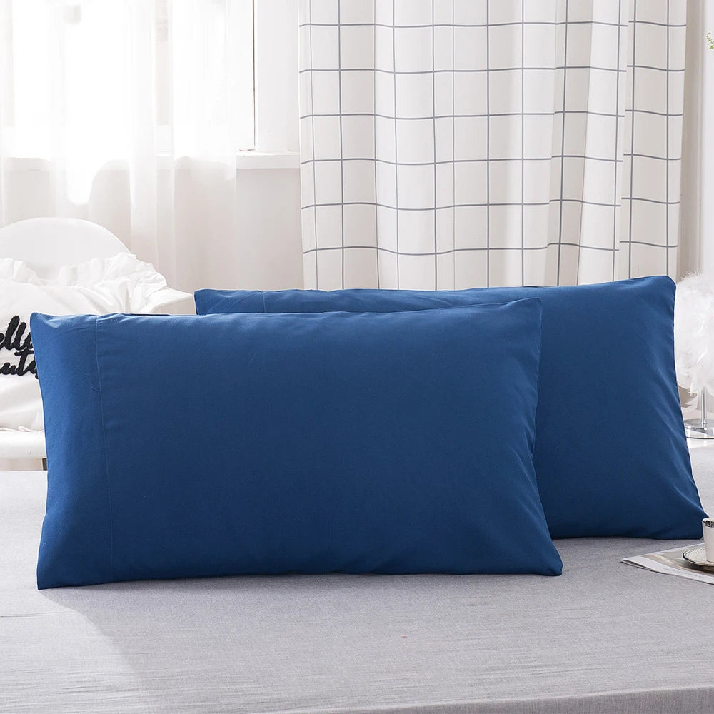 Battilo 2pcs Solid Envelope Pillowcases Queen King Size Pillowcover Soft&Breathab Microfiber Cushion Cover For Bed Hotel Bedding Peaceful Pleasures Health and Wellness Navy Queen20x30inch