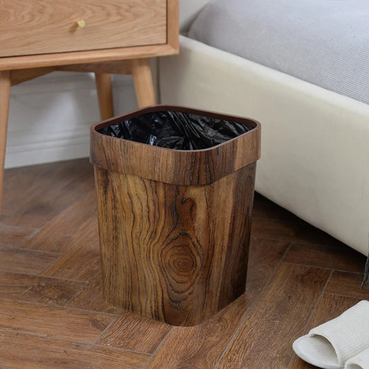 Retro Small Trash Can Stylish Imitated Solid Garbage Can Pail for Bathroom Bedroom Dorm College Peaceful Pleasures Health and Wellness