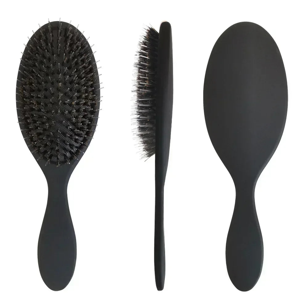 Matte Finish Boar Bristle Hair Brush Nylon Teeth Hair Extension Brush for Women Cushion Brush Hair Styling Smoothing Detangling Peaceful Pleasures Health and Wellness