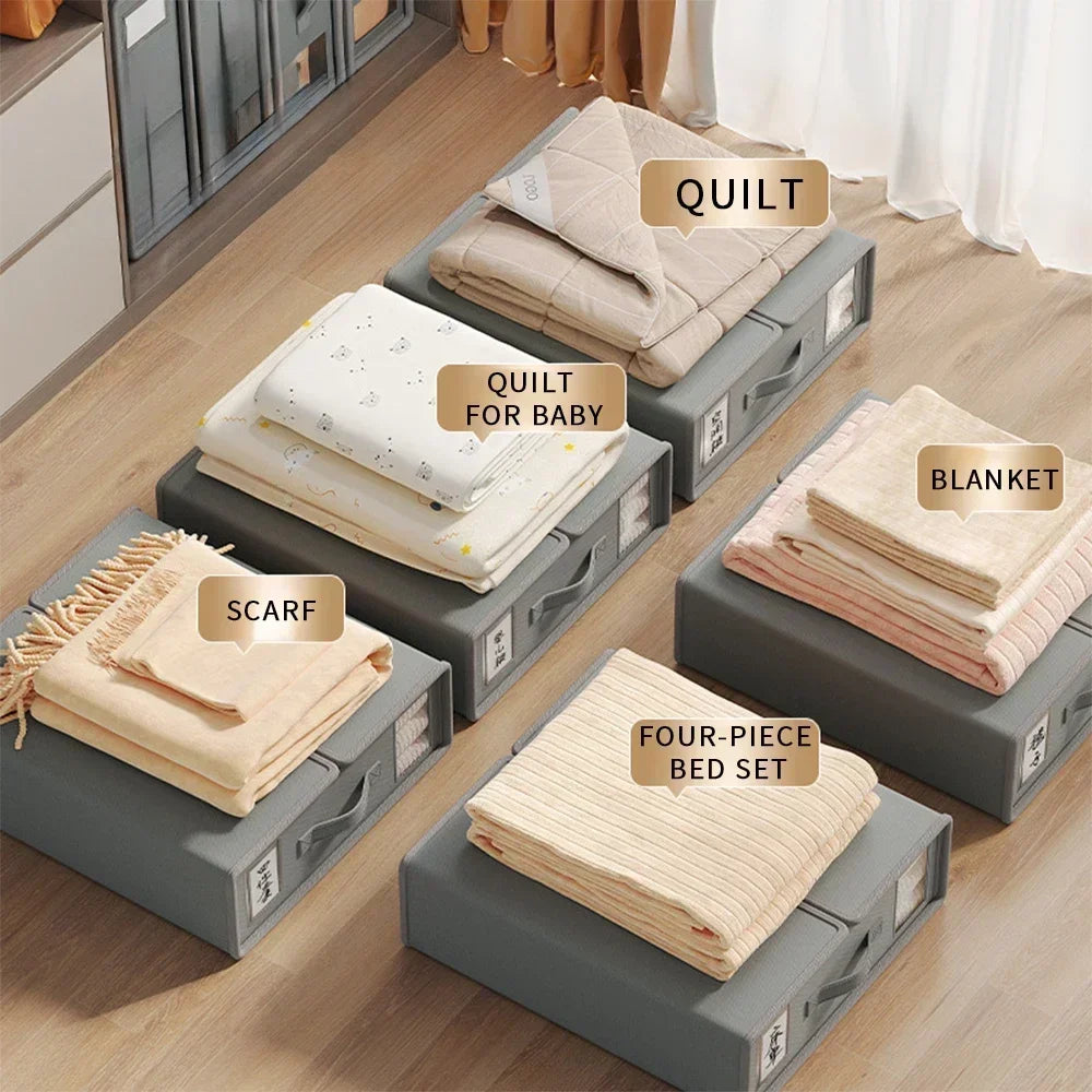 Creative Bed Sheet Storage Box Clothing Fabric Sheet 4-piece Organizer Wardrobe Blanket Quilt Cover Non-woven Storage Box Peaceful Pleasures Health and Wellness