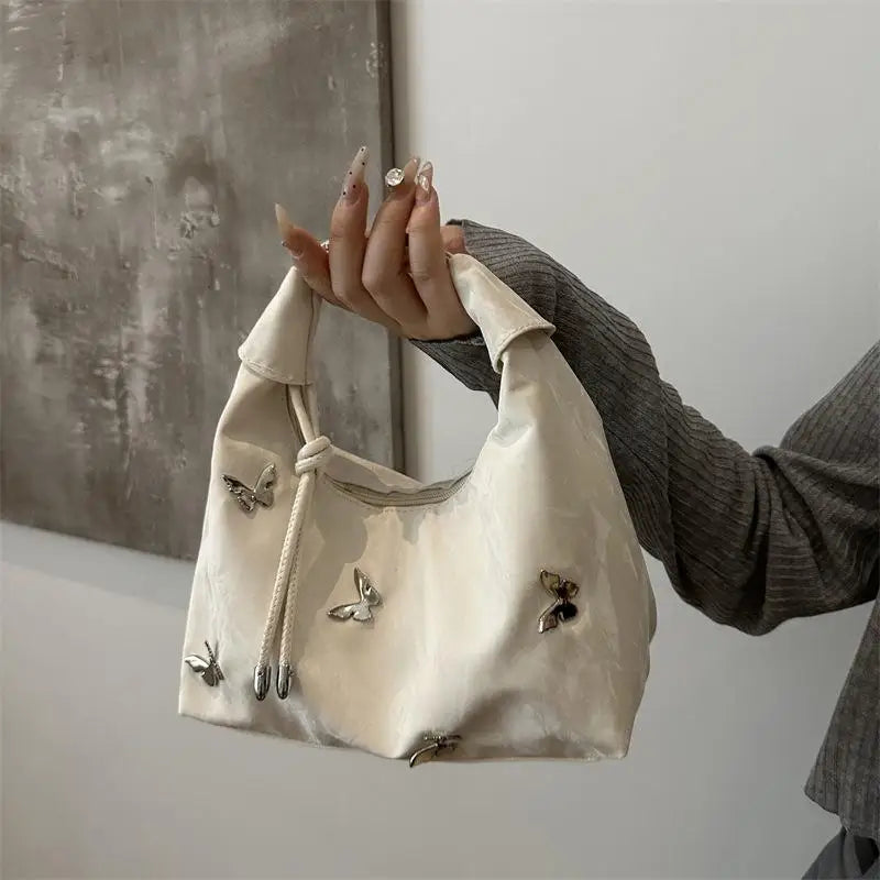 Butterfly Decor Crossbody Bag – Lightweight PU Leather Hobo
