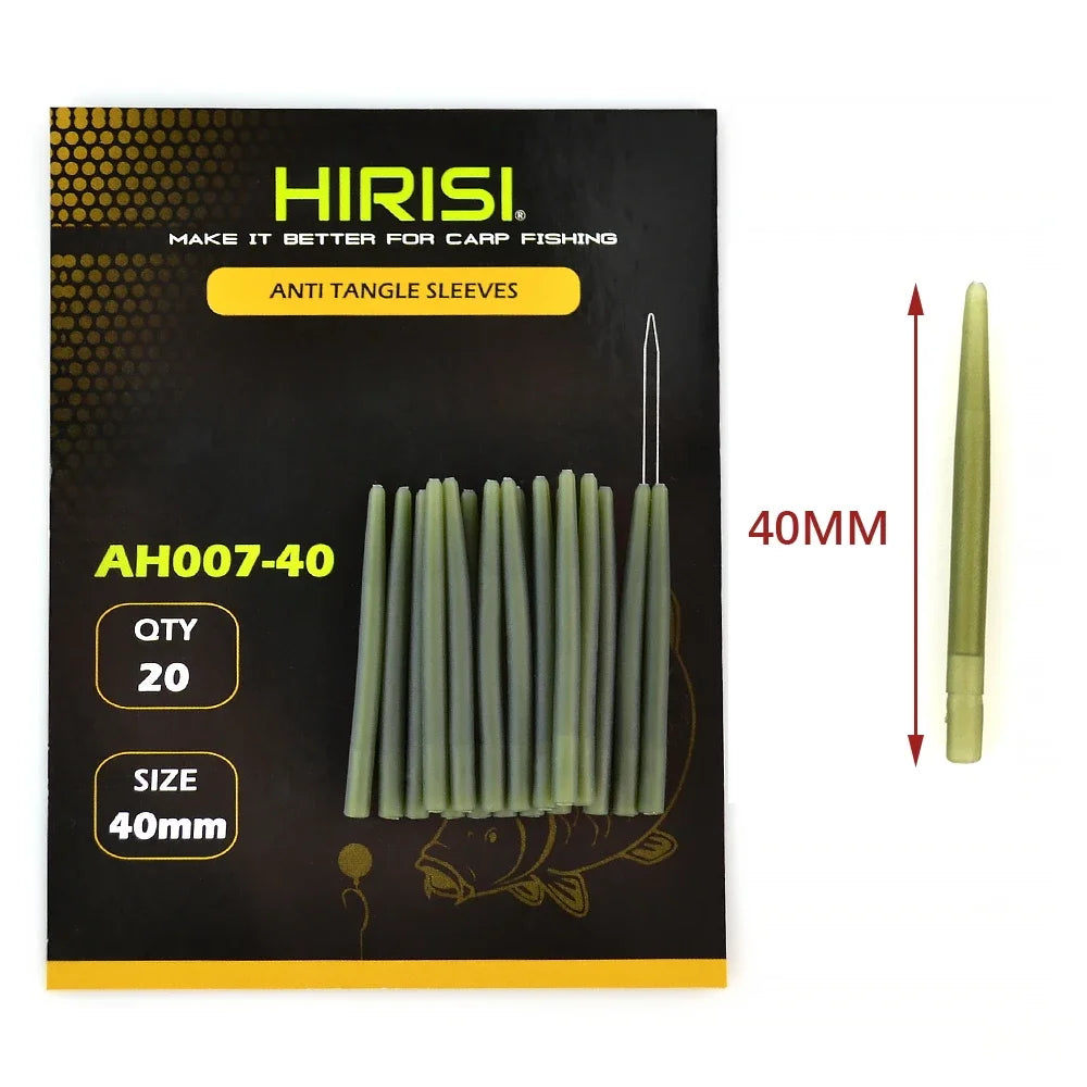 HIRISI 20Pcs Carp Fishing Anti-Tangle Sleeves, Hook Connection Protective Tubing, Practical Terminal Tackle Accessories Peaceful Pleasures Health and Wellness AH007-40m