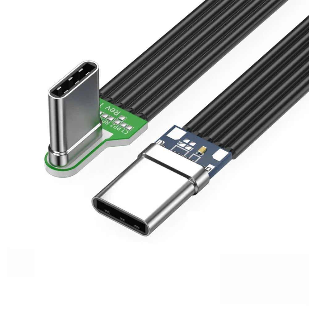 90° Angled Flat Silicone USB-C Cable | 65W Fast Charging