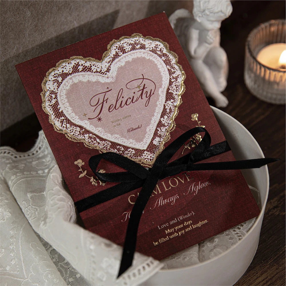 Stamping Relief Greeting Card&envelope Lace Poetry Series High-end