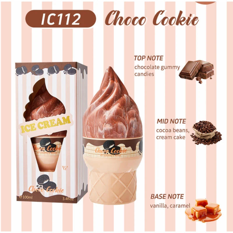 Ice Cream Series Perfume Longlasting Fragrance Cantaloup Peach Mango Natural Fresh Fruity Fragrance Spray Charm Unisex Fragrance Peaceful Pleasures Health and Wellness Chocolate Cookie 100ml