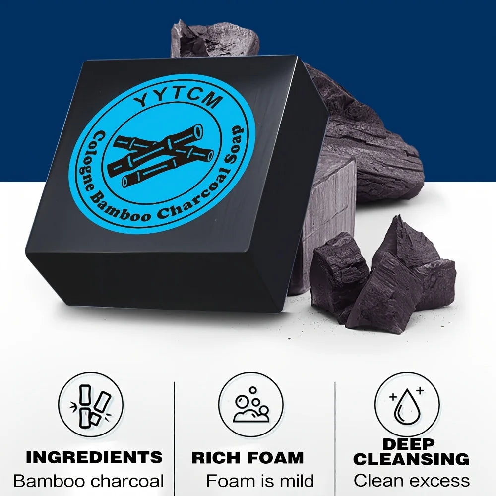 Men's Care Cologne Bamboo Charcoal Soap - Deep Clean & Bath Soap, Cleansing Face Soap Freshness 65G/Pc-1Pc Peaceful Pleasures Health and Wellness