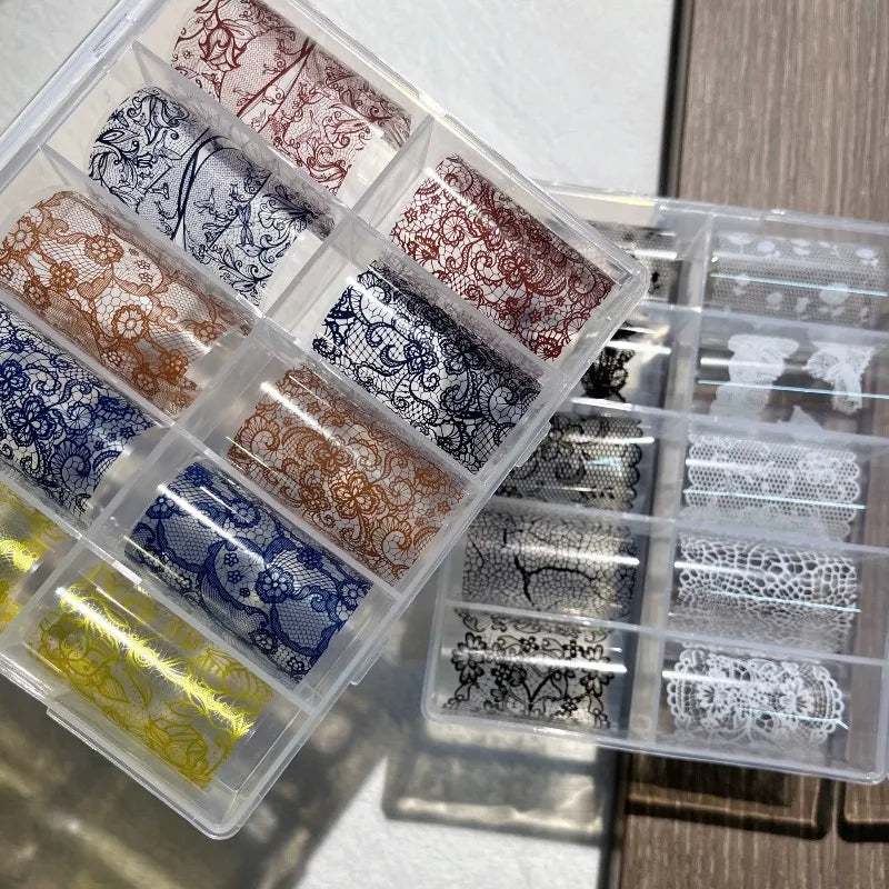10 Rolls Vintage Lace Water Transfer Nail Decals | DIY Manicure