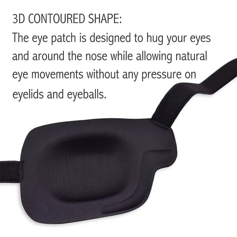 3D Concave Eye Patch for Lazy Eye & Amblyopia | Adjustable Black