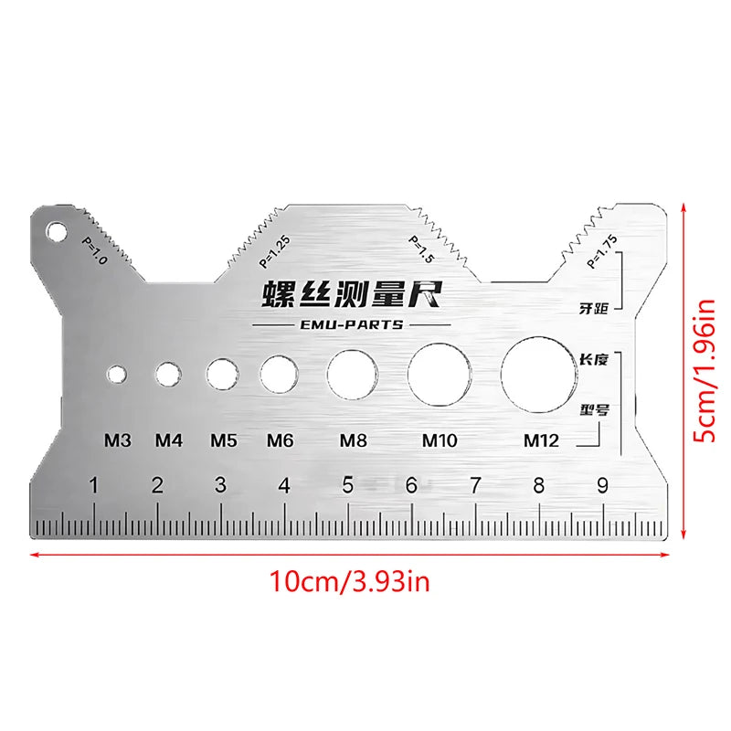 10*5cm Multi-purpose Stainless Steel Bolt Gauge Thread Checker Flat Double-Sided Screw Measuring Tool For Pattern Jewelry Watch Peaceful Pleasures Health and Wellness