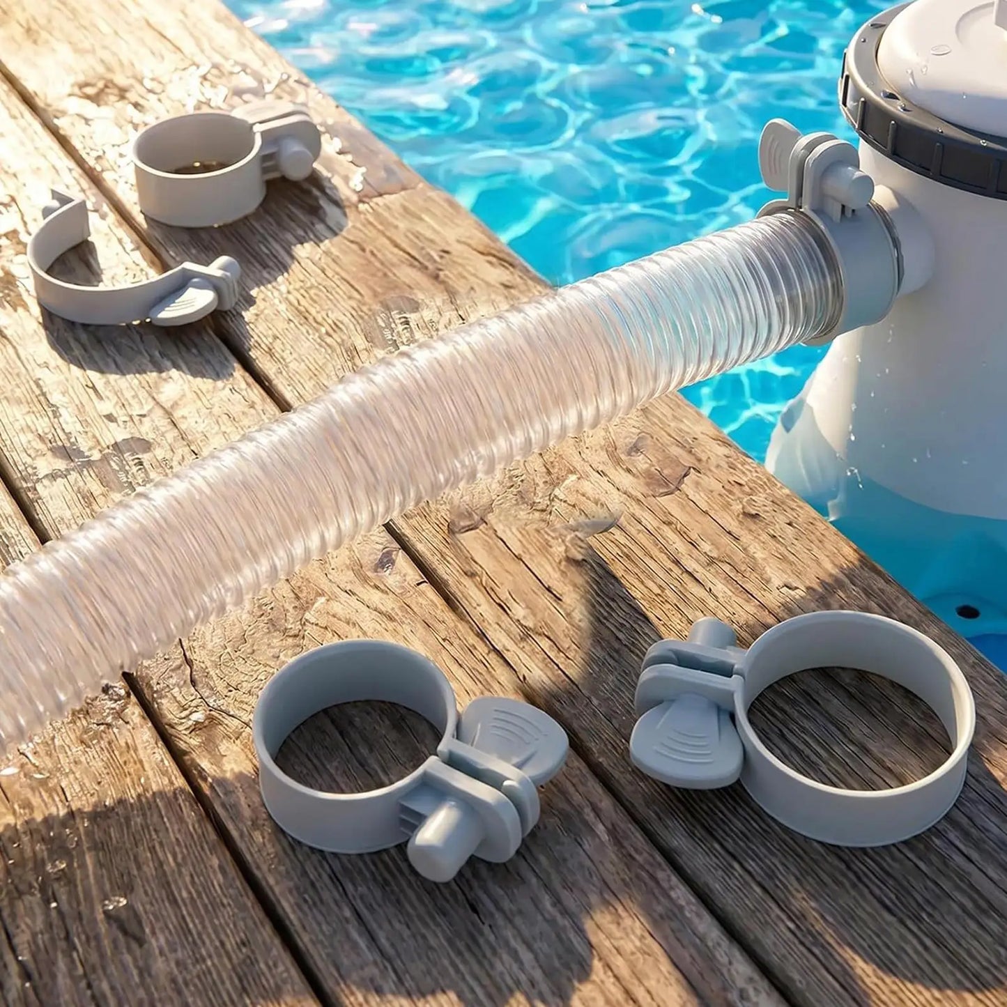 Hose Clamps 4-Pack – Pool Pump Pipe Connector Clips for Garden