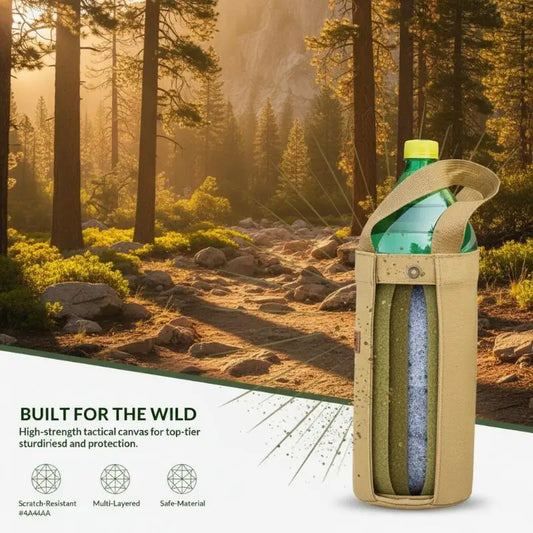 Canvas Water Bottle Bag | Portable Drink Carrier for Outdoors Canvas Bottle Carrier Peaceful Pleasures Health and Wellness