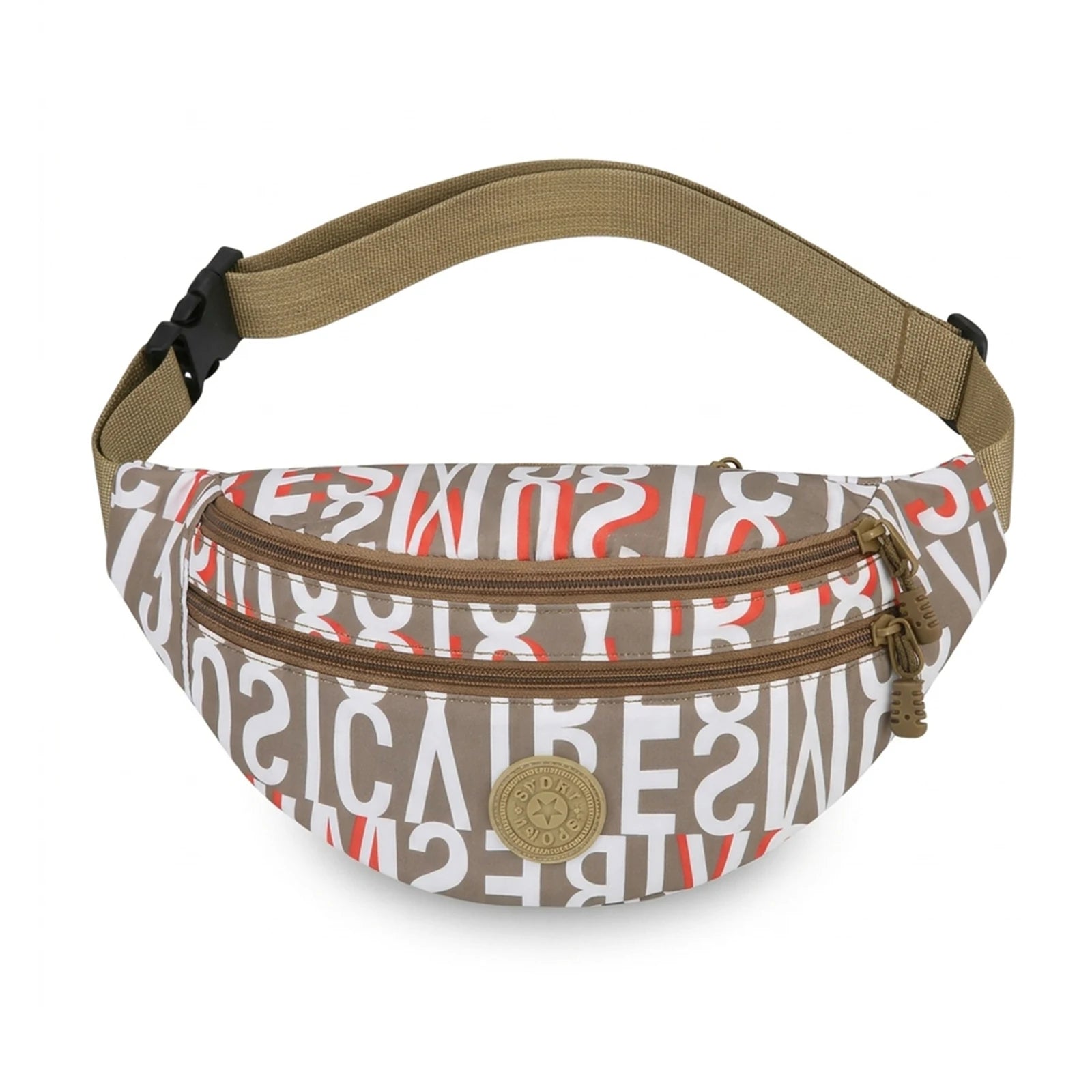 Unisex Crossbody Bag Lightweight Shoulder Waist Pack Outdoor Print Design Peaceful Pleasures Health and Wellness Khaki