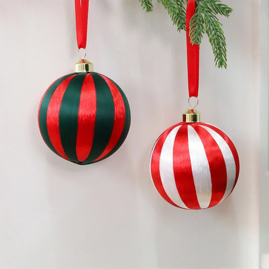 6-Pack 8cm Red & White Striped Christmas Ball Ornaments Christmas Ball Ornaments Oasis Select