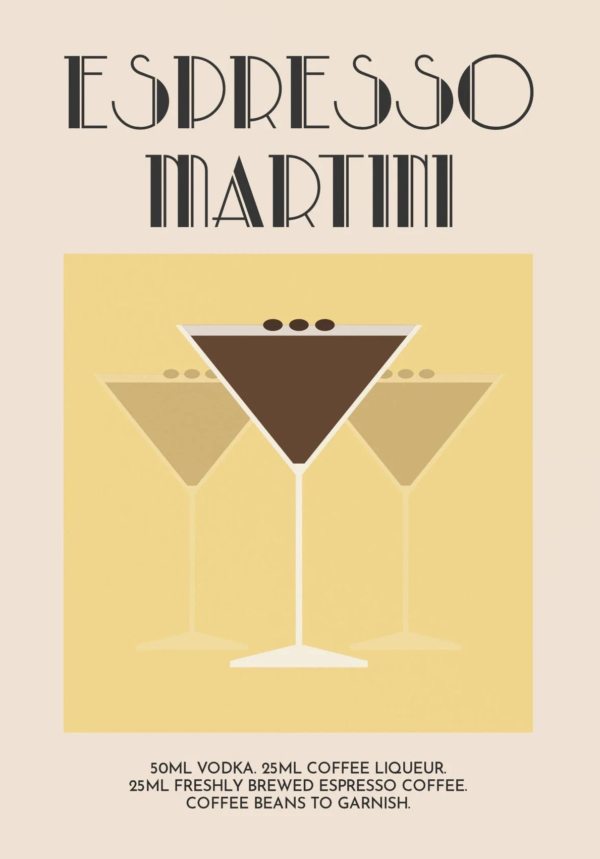 Retro Cocktail Alcohol Drink Poster Aperol Spritz Espresso Martini Canvas Printing Wall Art Vintage Bar Recipe Kitchen Decor Peaceful Pleasures Health and Wellness DM43-6 20x30cm Unframed